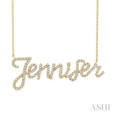 1/3 Ctw 'Jennifer' Script Name Single Cut Diamond Necklace in 10K Yellow Gold